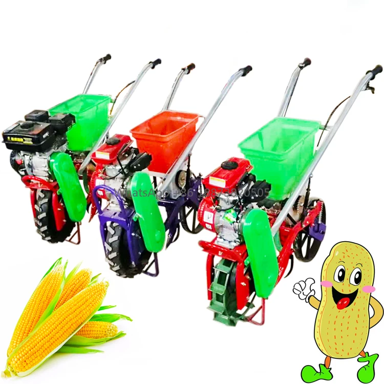 Gasoline engine driven self-propelled corn seeder Integrated weeding  fertilization and sowing machine Chain track trencher