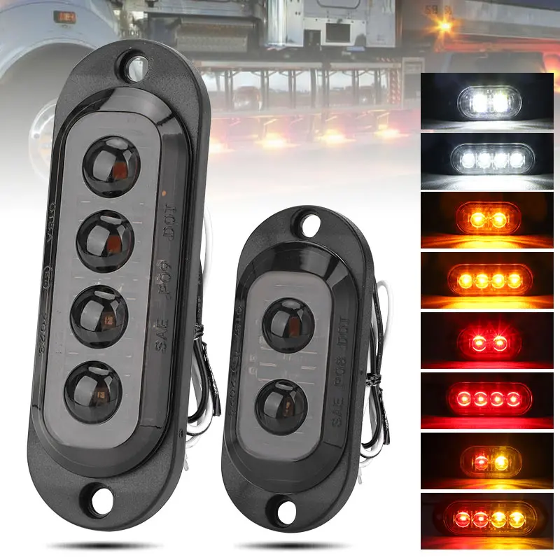 Luz de posición lateral para camión, señal de giro de parrilla, luz de posición, luz de remolque de liquidación para camioneta de furgoneta, autobús, barco, RV, 12V, 24V, 2/4LED