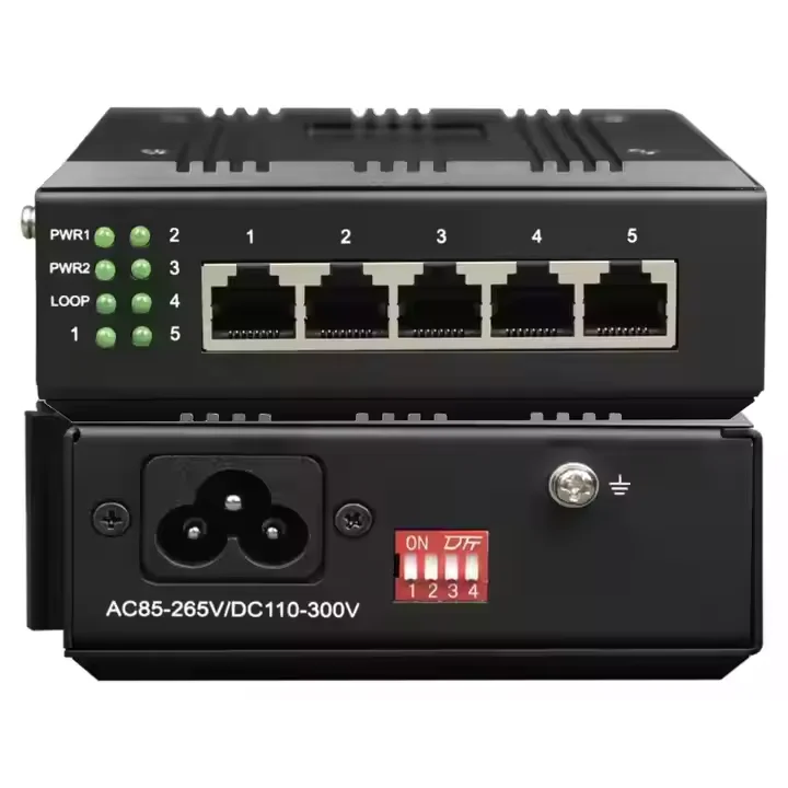 

Good Quality Unmanaged Din Rail Network Switch 5 Port 10/100M Industrial Fast Ethernet Media Converter
