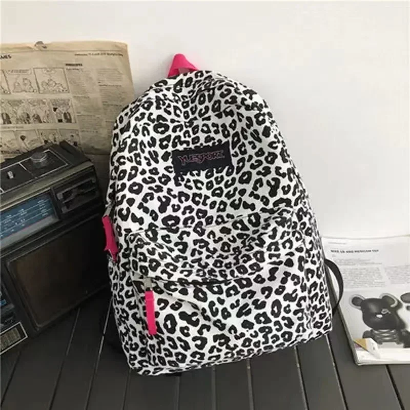 Women Canvas Zebra Cow Pattern Print Backpack Preppy Style Ladies Large Bags for Women