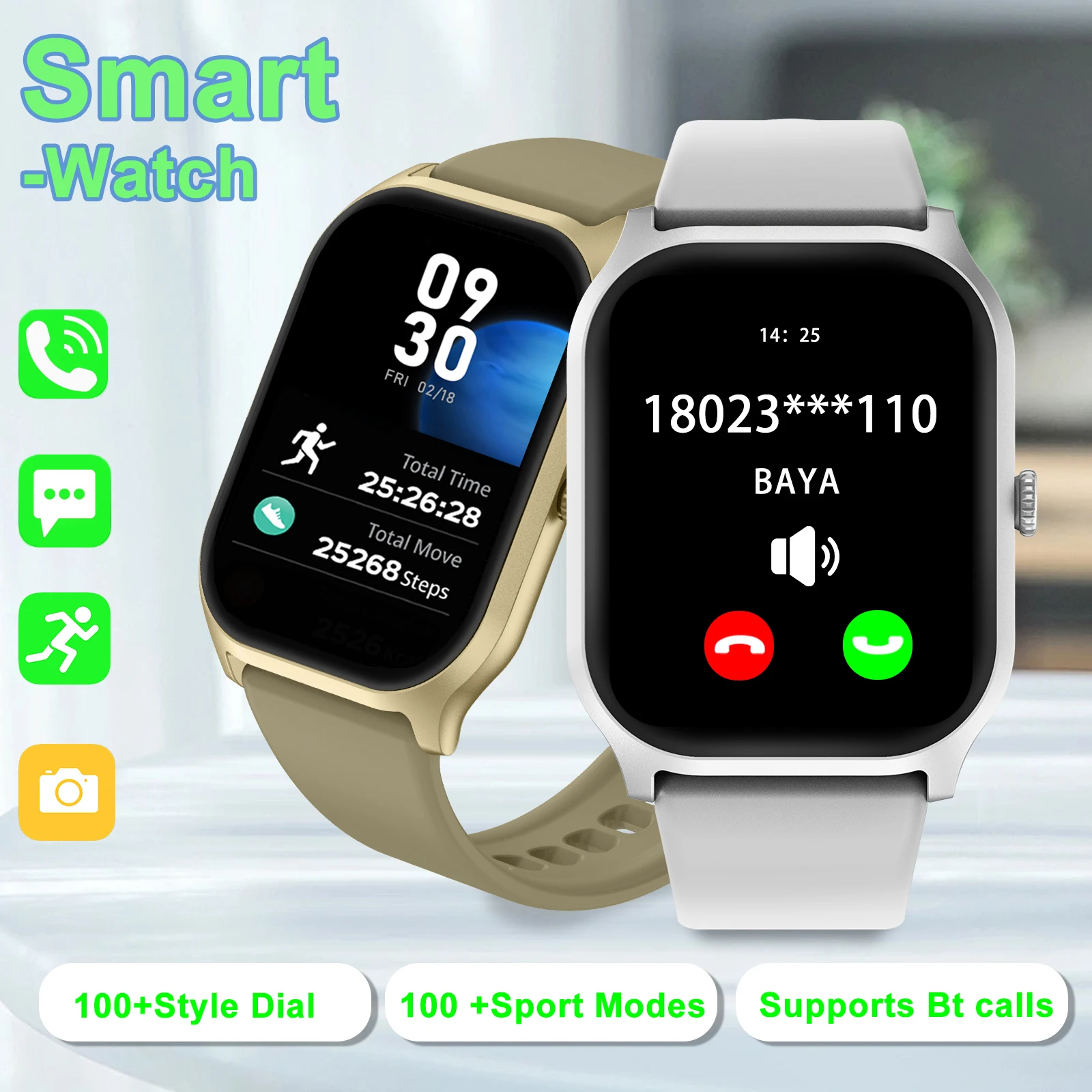 HOT Smart watch gift for men and women, full touch screen smart sports watch, answering/wireless calls, multiple APP reminders