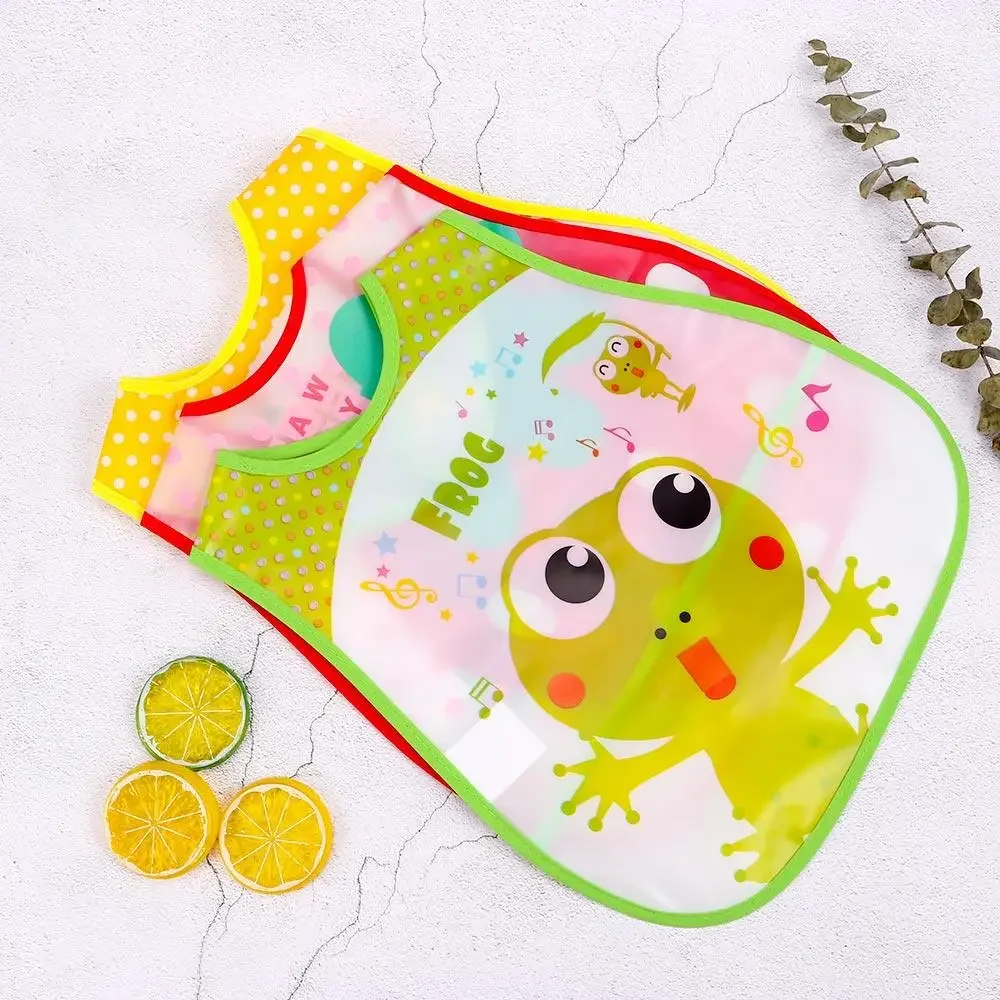 Smock Series Infant Kid Saliva Bib Kids Plastic Cloth Lunch Translucent Bibs/Cute Pattern Towel Baby Bibs Waterproof