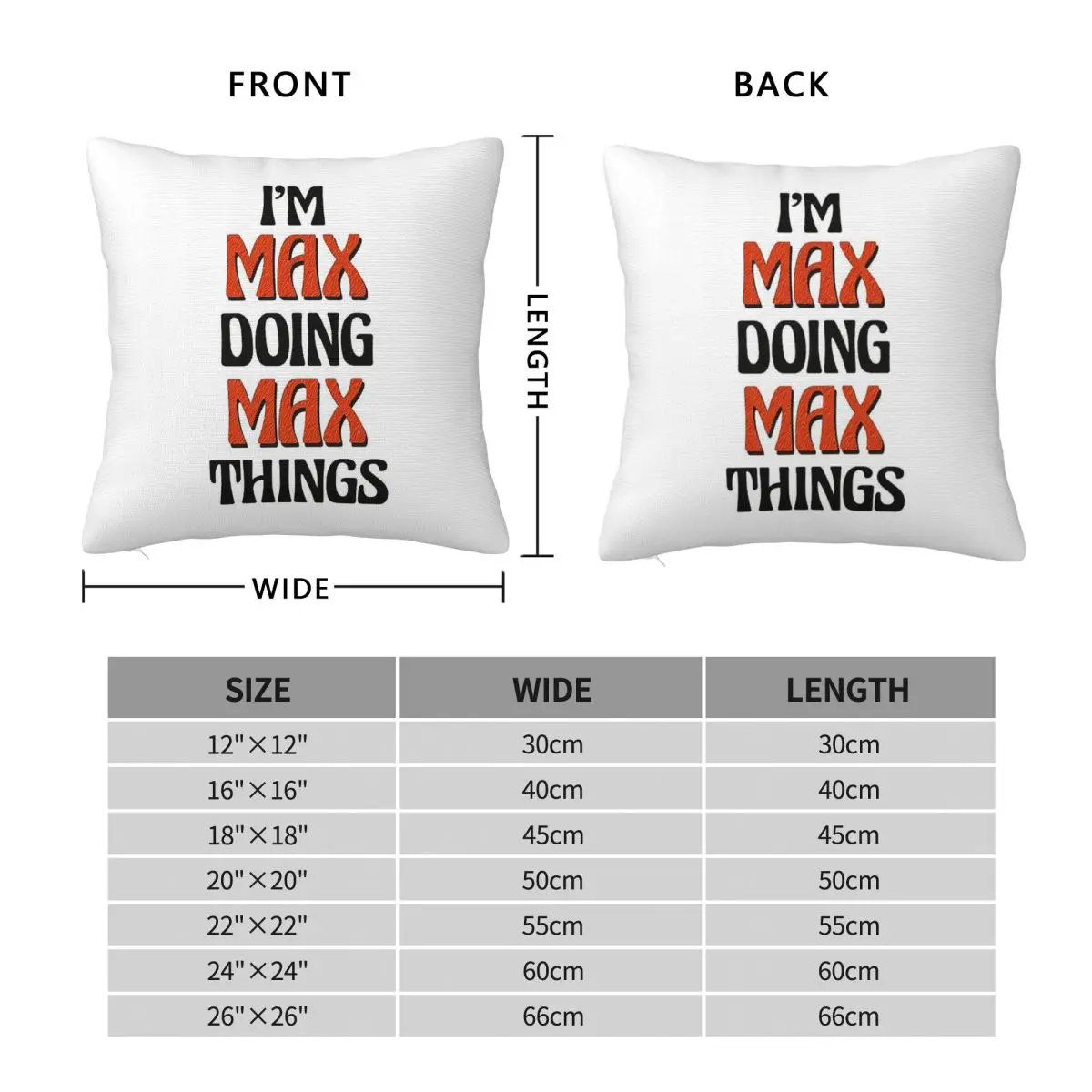 I'm Max Doing Max Things Square Pillowcase Polyester Linen Velvet Pattern Zip Decor Bed Cushion Case
