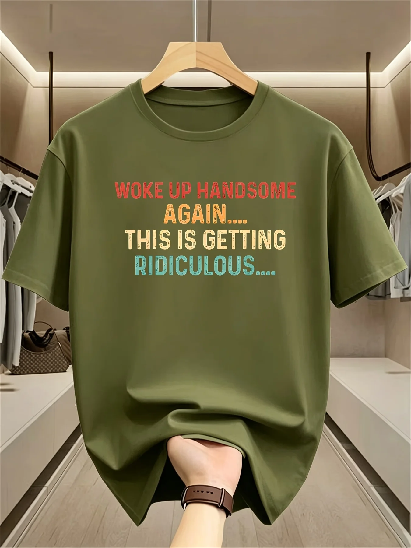 Wake Up Again Handsome Guy Absurd Satirical Men's T-Shirt.