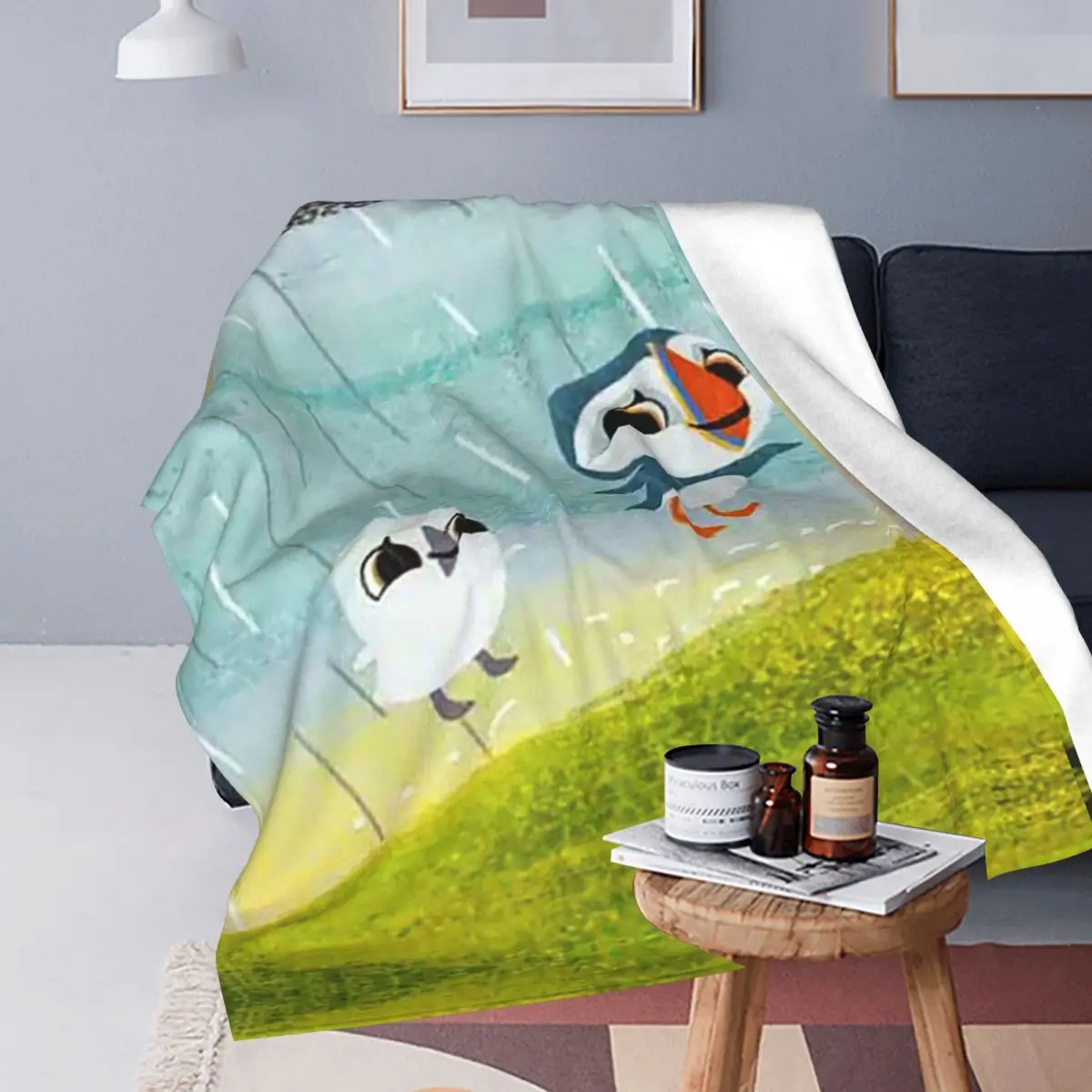 Puffin Rock And New Friends Cartoon Animation Blankets Soft Warm Flannel Throw Blanket Bedspread for Bed Travel Home Couch