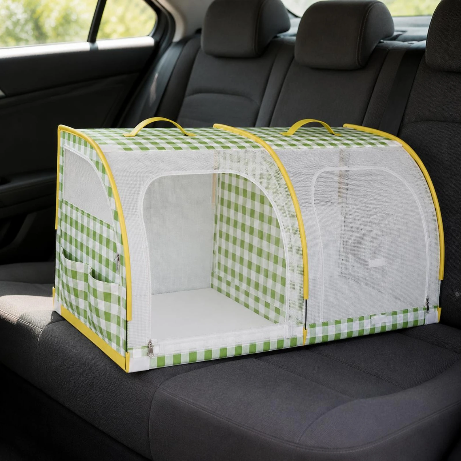 Back Seat Pet House Anti-Slip Car Dog Kennel Dog Car Crate Portable Foldable Pet Carrier Easy to Install for Feline Owners