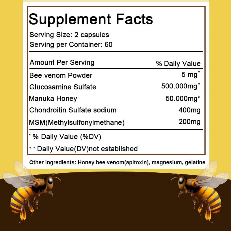 Bee Venom Extract - Anti-Inflammatory Extract, Joint At Bone Supplement - 120 Capsules