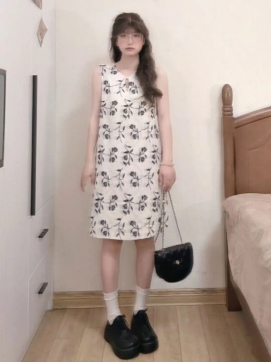 

Retro Fashionable Embroidered round Neck Strap Dress Unique Beautiful Summer Workwear Cotton Vest Dress mid High Waist