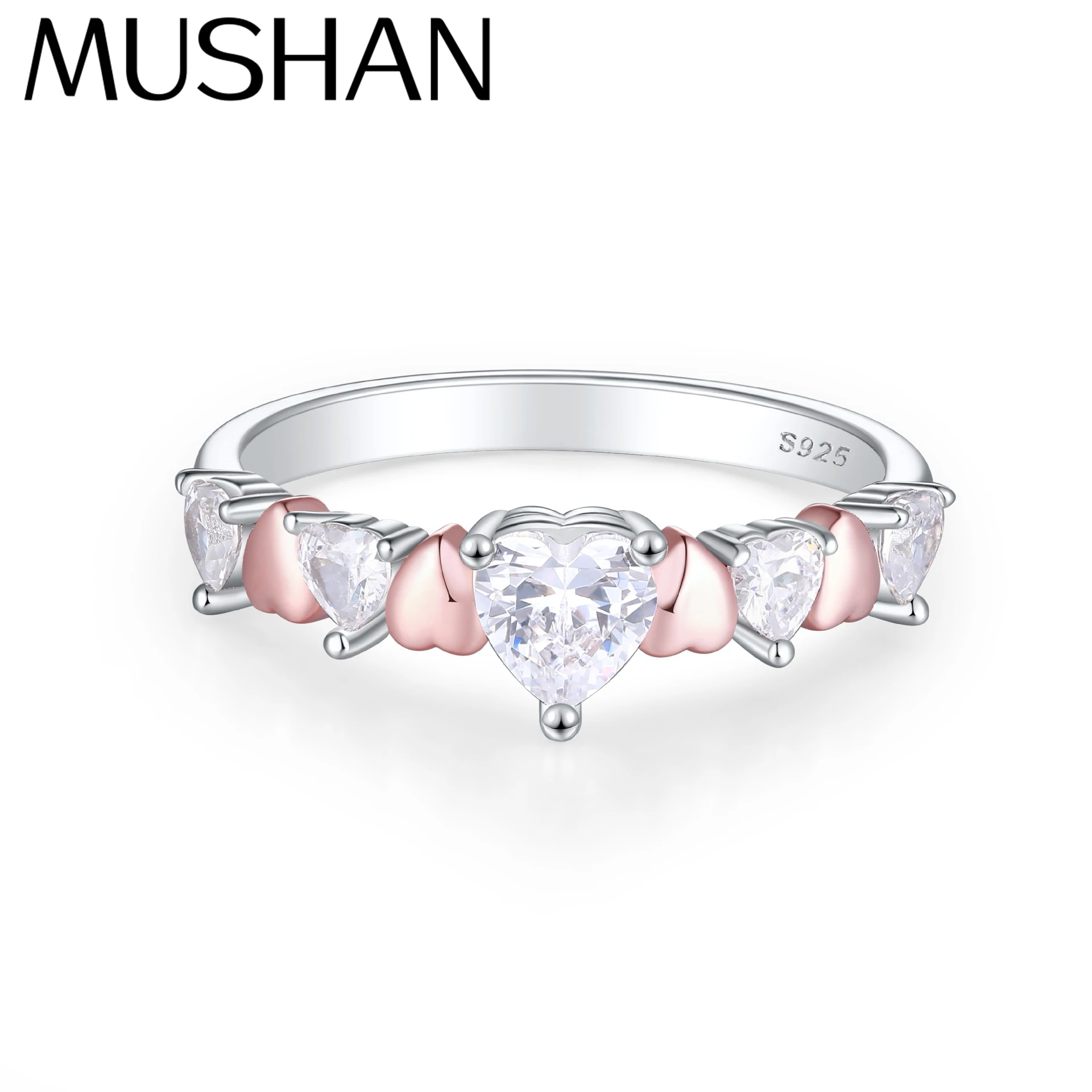 

MuShan Jewelry 925 Sterling Silver Ring Wedding Band High Carbon Diamond Wedding Bridal Classic Style Women Rings Fine Jewelry
