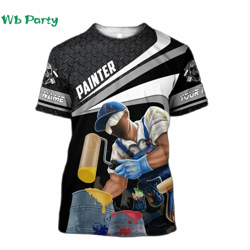 صيف جديد الرسام مخصص تي شيرت رجالي موضة الجولة الرقبة فضفاضة قصيرة الأكمام حجم كبير بلايز شخصية هدايا عيد الأب #5