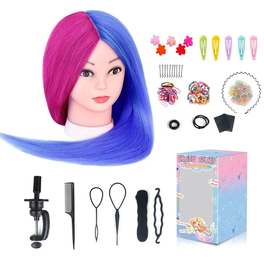 رأس عارضة أزياء مع 60 شعر بشري حقيقي لتدريب التجميل: 26 رأس دمية مع حامل طاولة مثالي لممارسة تصفيف الشعر