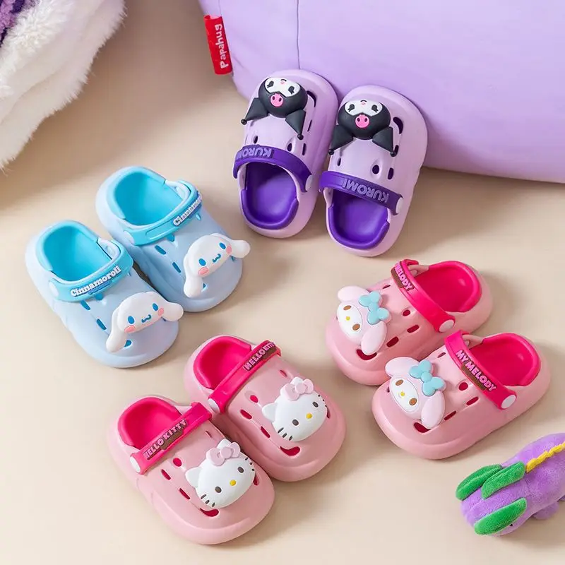 Sanrio Kuromi Cinnamoroll ragazzi ragazze Toddler Kids House antiscivolo Slip-On Cute Cartoon Slip-On Garden Pool pantofole piatte per interni