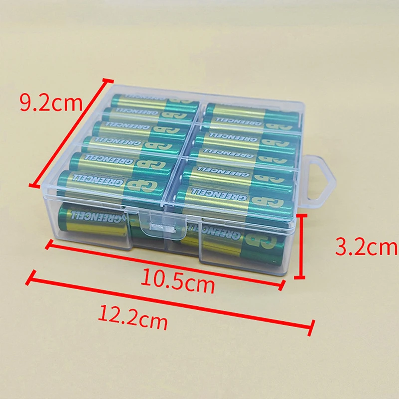 1pc Transparent Battery Storage Box For AA Batteries, Plastic Organizer With Hardware Accessories And Clear Divider With Cove