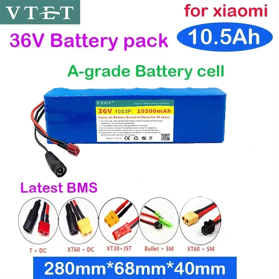 2024 NEW 36V10.5Ah Ebike Battery Pack 18650 Lithium-ion Battery 10S3P 500W-1000W, For High-power Scooter, Motorcycle Scooter DIY