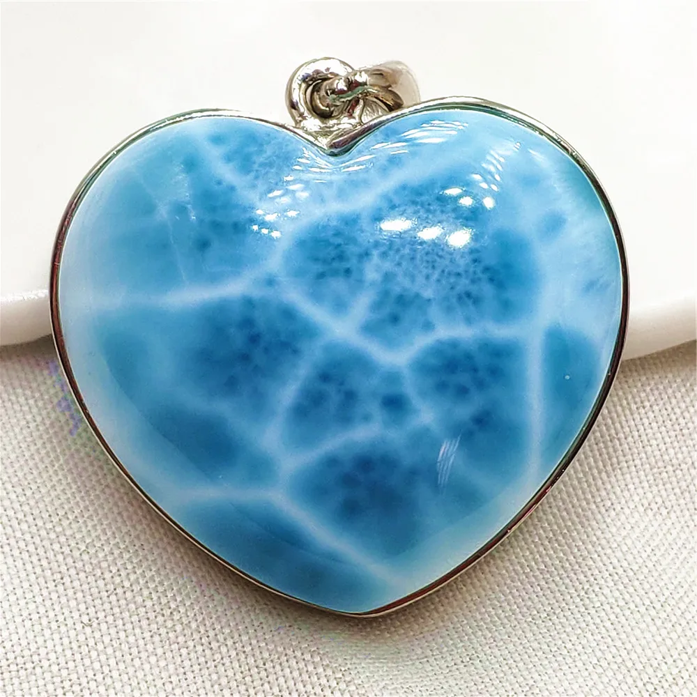 Natural Blue Larimar Rectangle Pendant Women Men Larimar Big Size 26x23x9mm Necklace Fashion Jewelry Gemstone AAAAAA