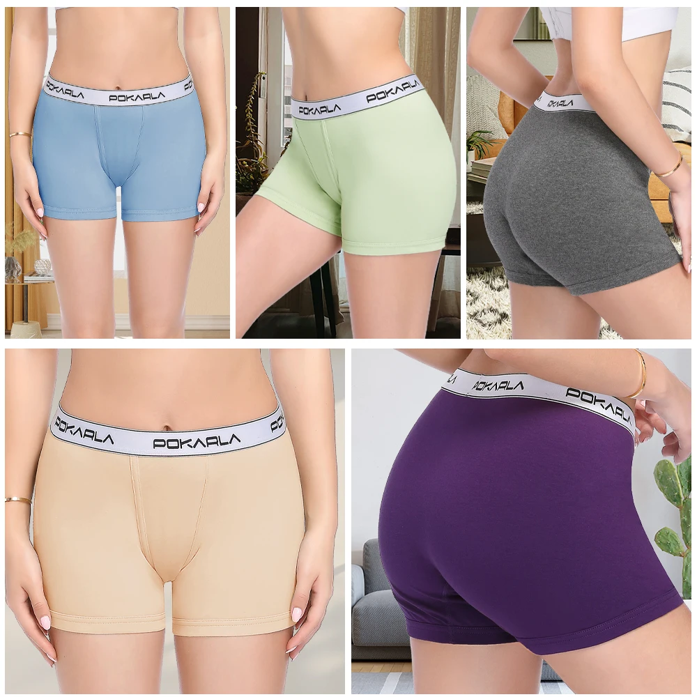 Cuecas boxer sem costura para mulheres, shorts para meninos, calcinha macia, algodão stretch, calças de segurança femininas, shorts femininos anti-fricção