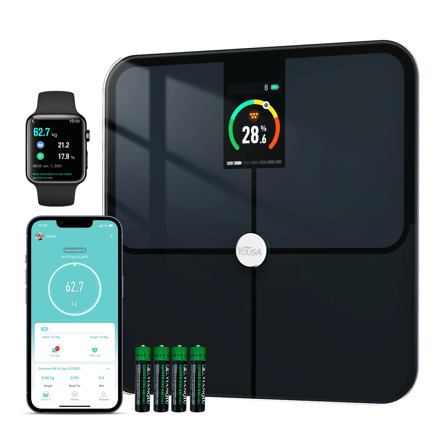 

Smart BMI Scale For Body Weight And Fat Percentage, High Accuracy Digital Bathroom Scale With Large Display For BMI Heart Rate