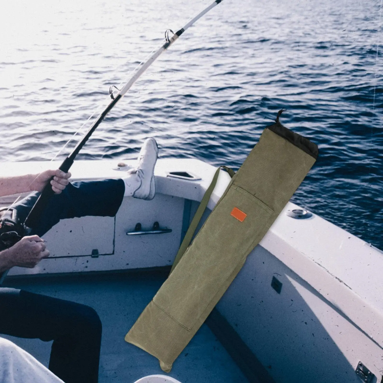 

Fishing Gear Storage Bag Large Capacity Canvas Rod Protection Organizer with Shoulder Strap for Outdoor Fishing Trips
