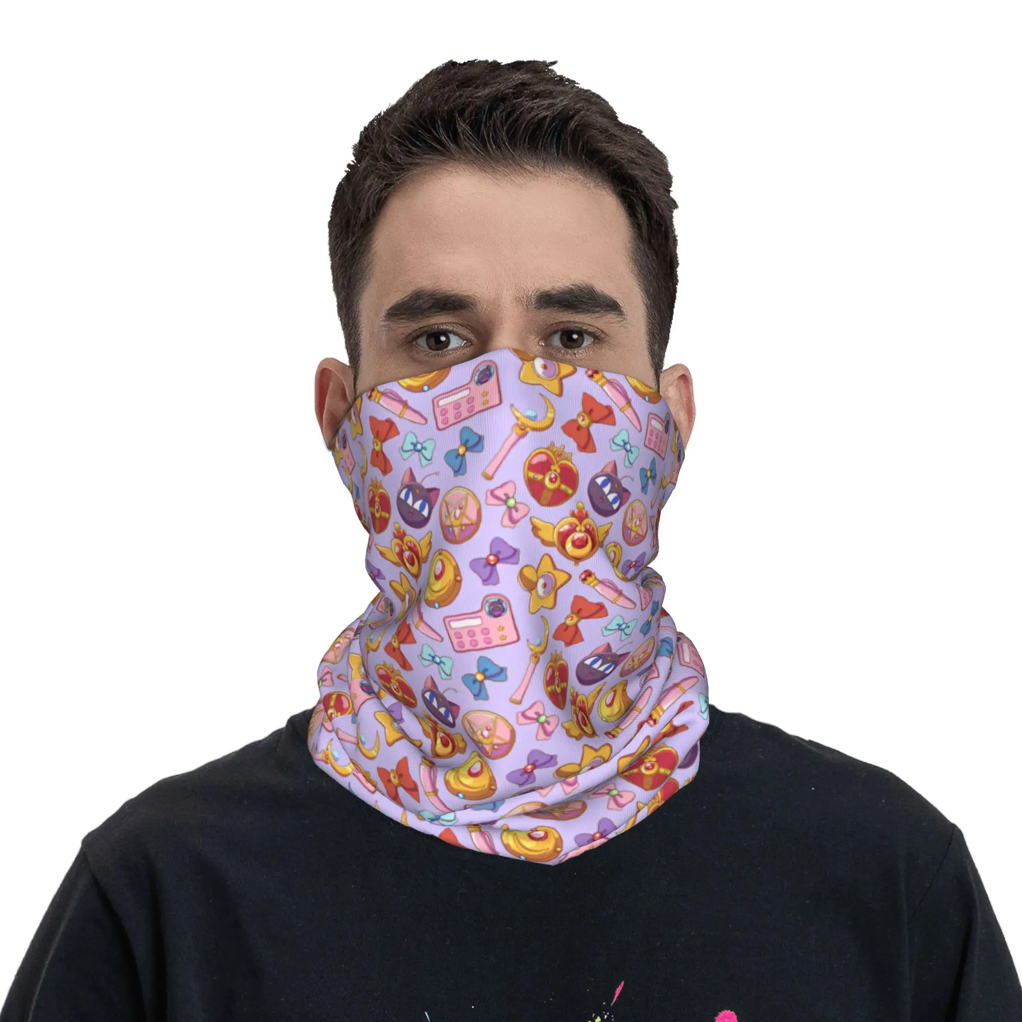 Custom S-Sailors M-Moons Comic Bandana Neck Warmer Men Women Winter Ski Hiking Scarf Gaiter Anime  Face Cover