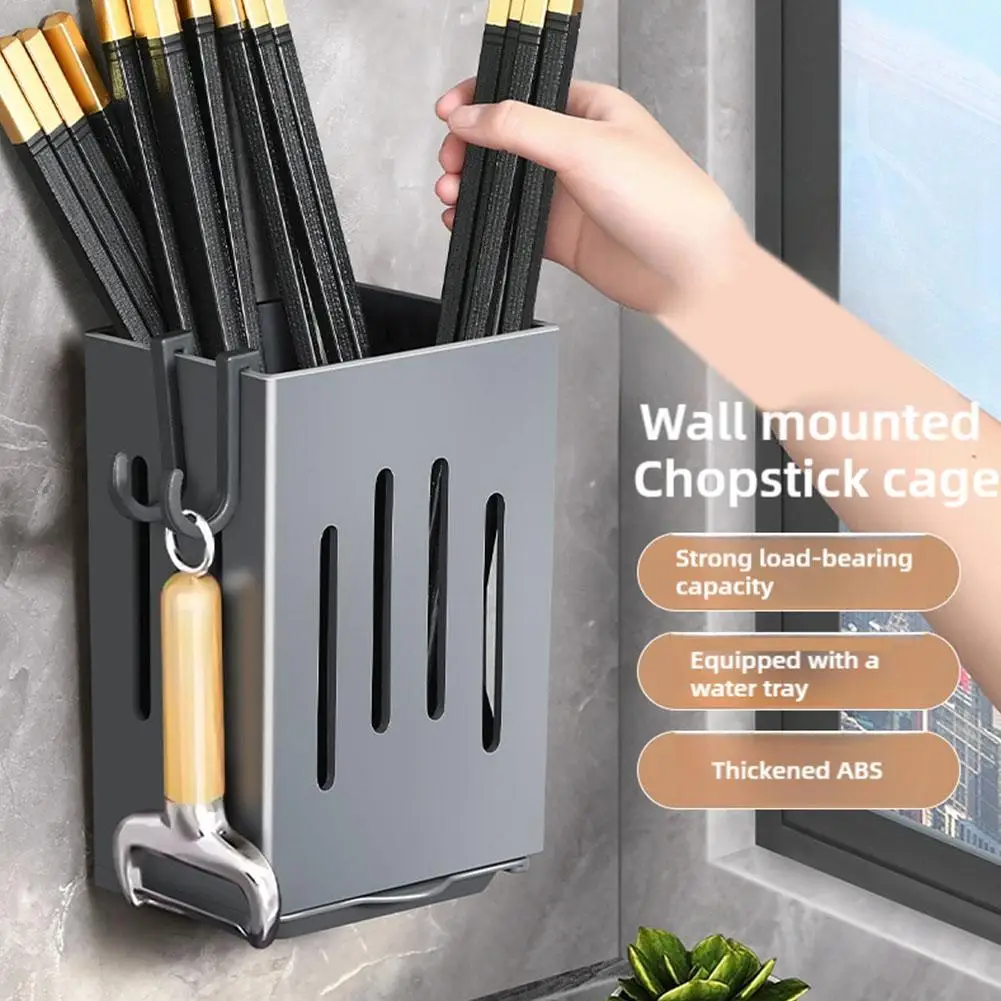 Multipurpose Strong Kitchen Utensil Rack Draining Chopstick Holder Wall-Mounted Tableware Drying Rack Non-Slip Spoon Shelf