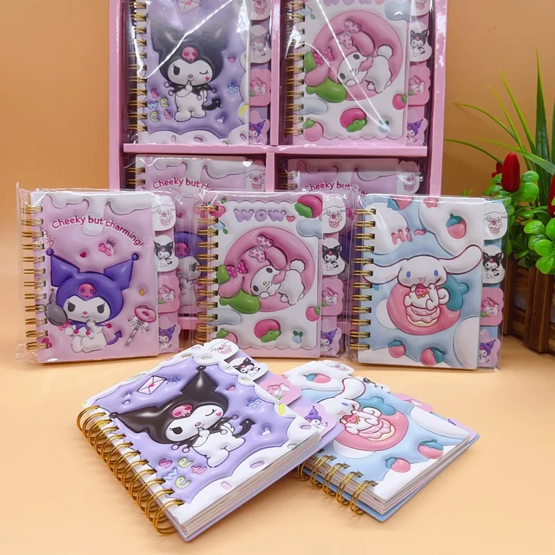 Cuaderno diario Sanrio serie de Anime Hello Kitty Kawaii Kuromi My Melody Cinnamoroll cuaderno portátil de dibujos animados para estudiantes regalo para niños