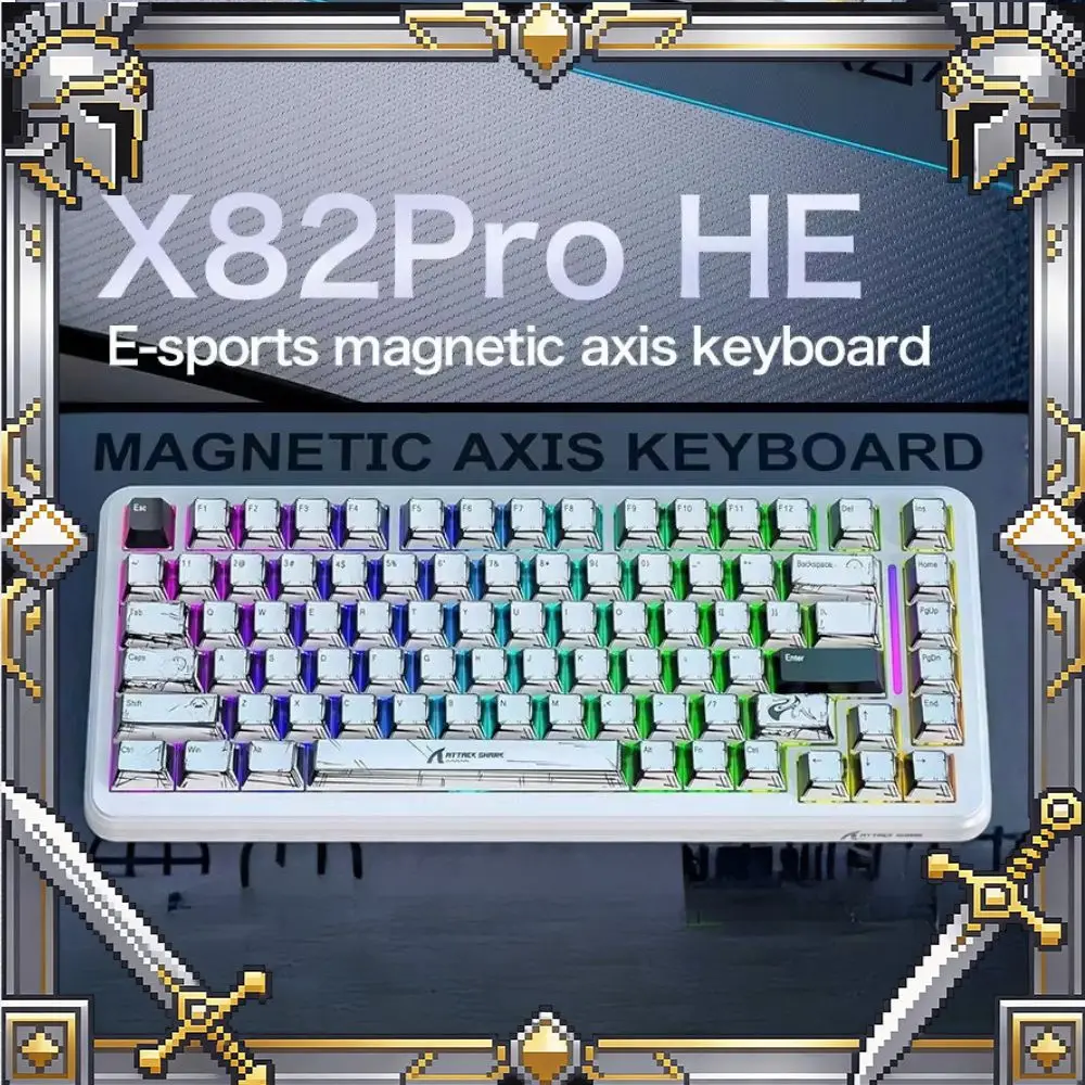 ATTACK SHARK X82 Pro HE Magnetic Keyboard Tri-Mode Wireless 8K Polling Rate Gaming 75% RGB 5000mAh 0.1MS Low Latency Keyboard