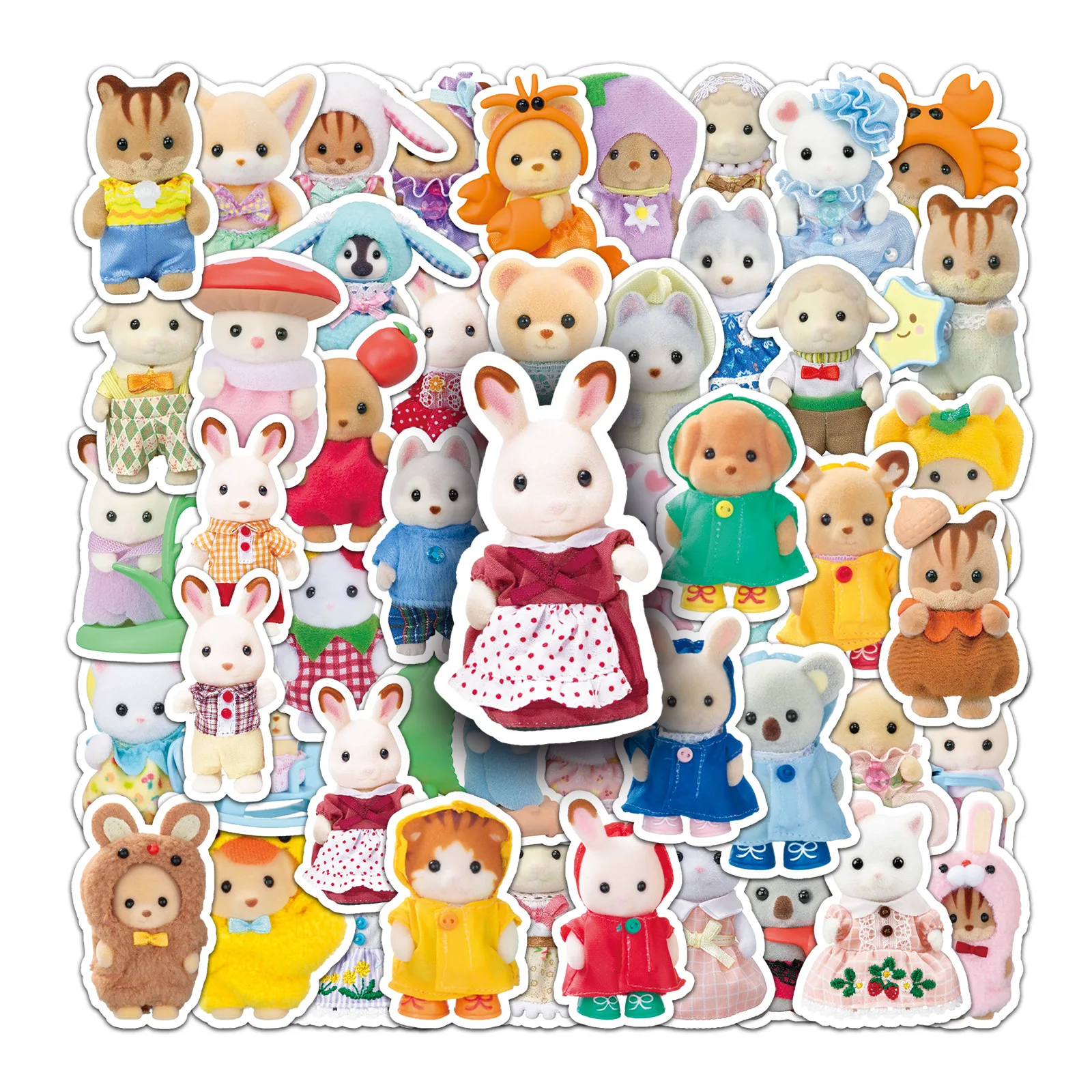 51 Uds Calico Critters pegatinas portátil decoración para álbum de recortes pegatinas de grafiti monopatín portátil pegatina impermeable juguetes Decoración