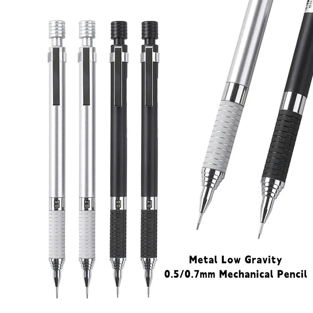 Metal Mechanical Pencil Low Gravity 0.5/0.7mm Propelling Pencil Graphic Design Anti Breakage Automatic Pencil