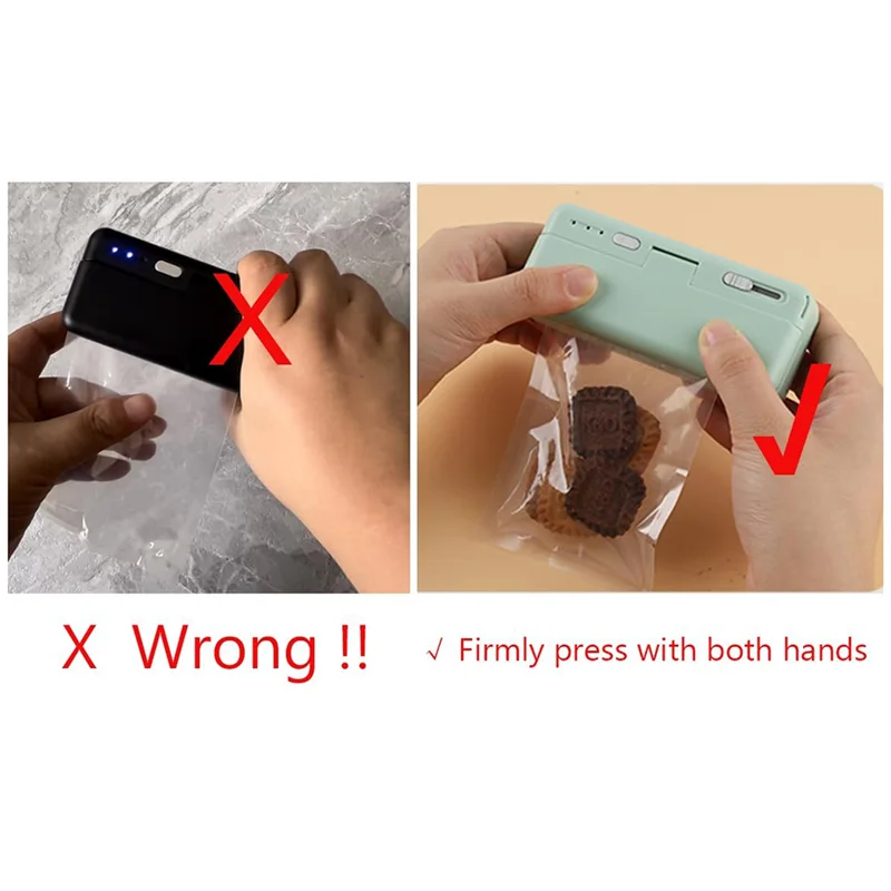 مانع تسرب الأكياس الصغيرة RM، شاحن USB أكياس رقاقة البطاطس سدادة الحرارة كابر، أدوات إغلاق الوجبات الخفيفة كيس من البلاستيك ختم الحرارة وقاطع دائم أبيض