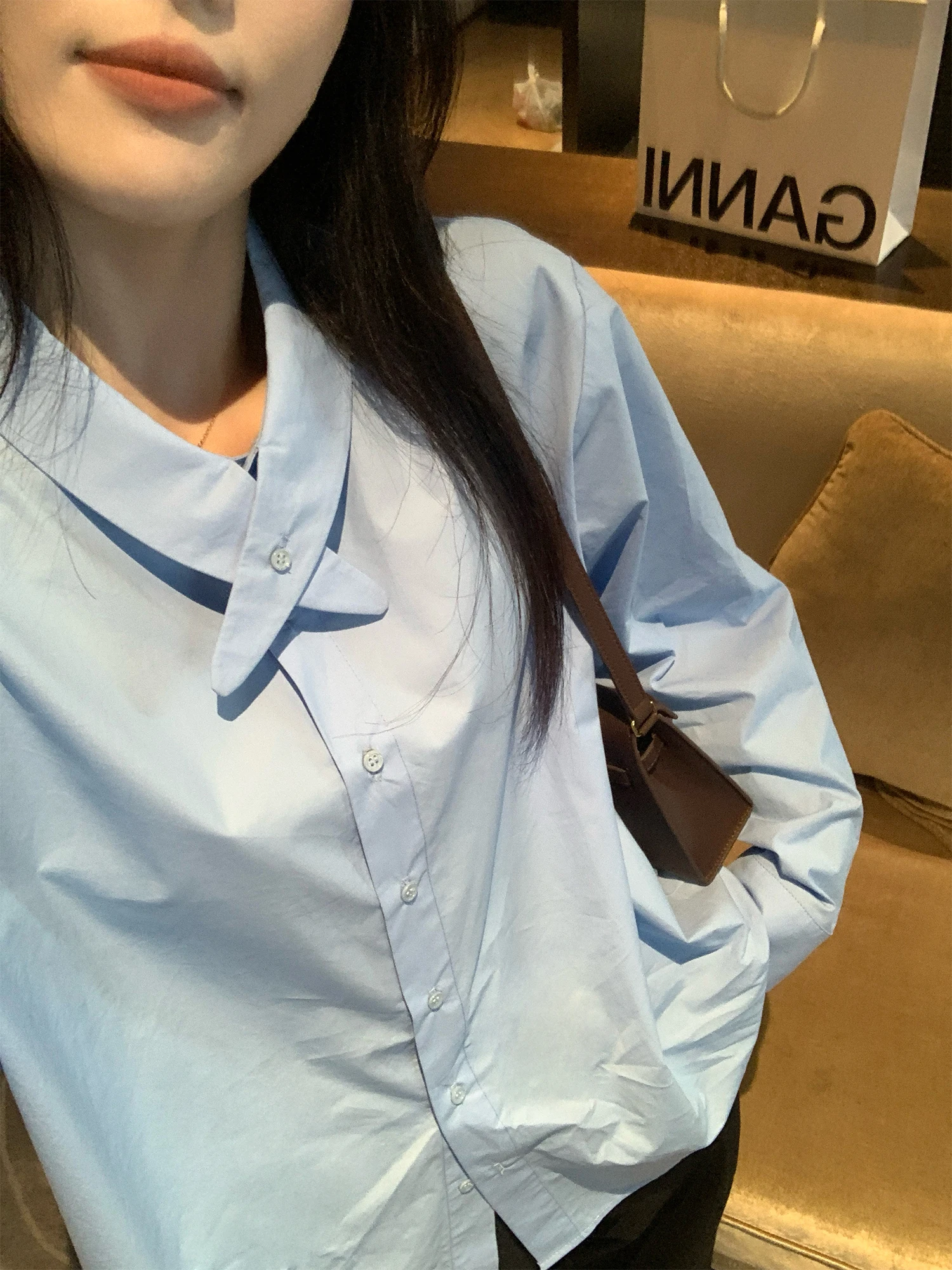 

NAZ Хлопок большого размера, осенний модный воротник с галстуком, универсальный топ для похудения для женщин больших размеров, дышащий, приятный для кожи...