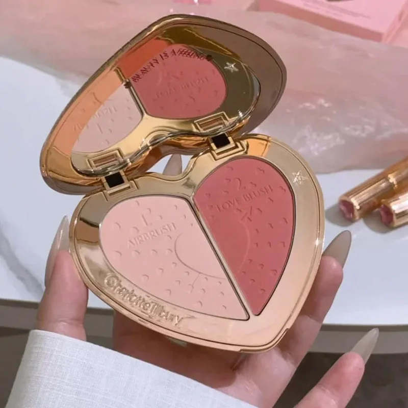Charlotte Tilbury Shimmer Makeup Air Cushion Lichtgewicht vochtregulerende oliecontrole Tweekleurige hartvormige poederblusher Uniek ontwerp