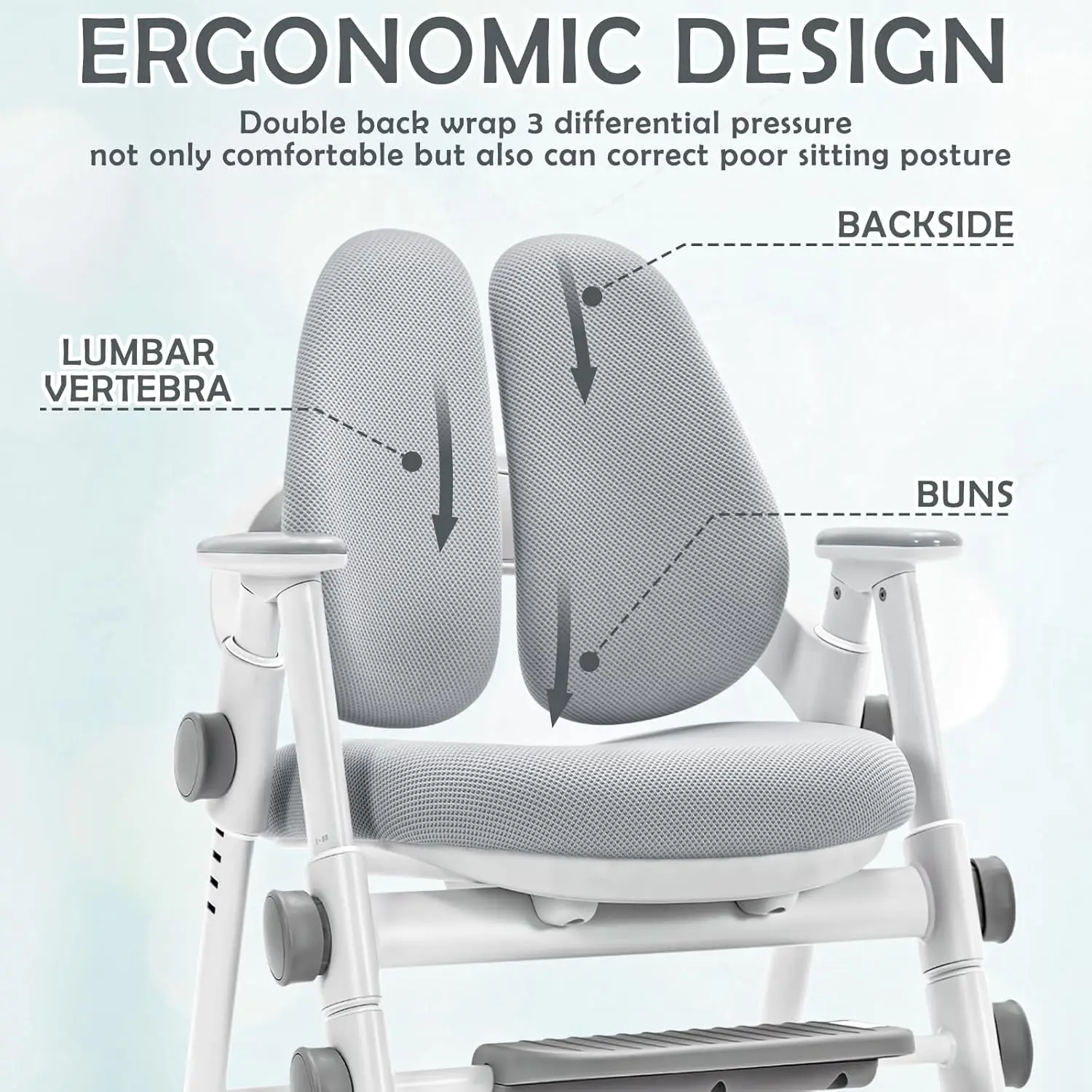 Children's Table and Chair, Boys and Girls Aged 3 to 18 Years Old Learning Interest Chair, Adjustable Height, Suitable for Famil