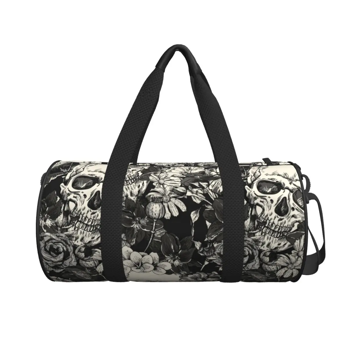 Bolsa de viaje de calaveras góticas, flores de terror, bolsas deportivas grandes para Halloween, bolsa de gimnasio con patrón de pareja al aire libre, bolsa de Fitness colorida informal