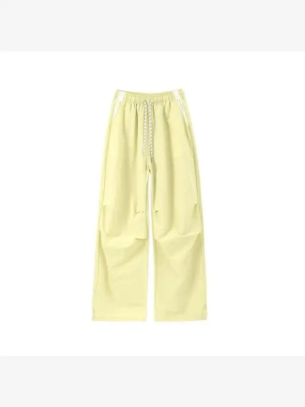 Pantalones deportivos Qui Dry de nailon de cintura alta para mujer, novedad de verano, ropa de trabajo informal de pierna ancha con puños Dstring, reflectante Ciwalk