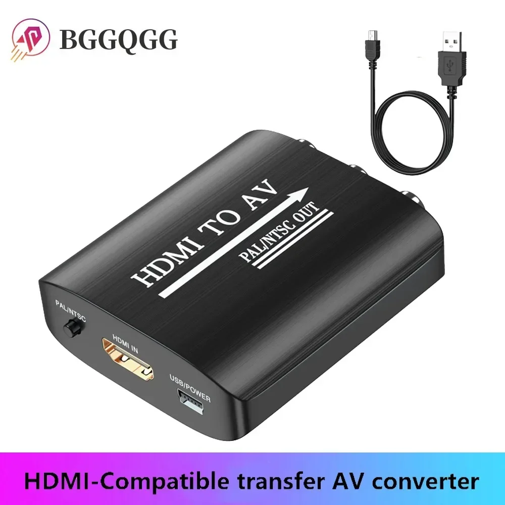 

BGGQGG HDMI to RCA converter, supports PAL/NTSC suitable for Apple TV/Roku/Fire Stick/Blu -ray/DVD player/old TV/projector/etc