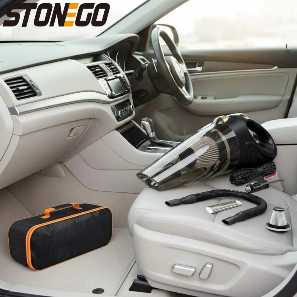 

Портативный автомобильный пылесос STONEGO 12В, ручной, для сухой и влажной уборки, мощный, беспроводной, аксессуар для авто