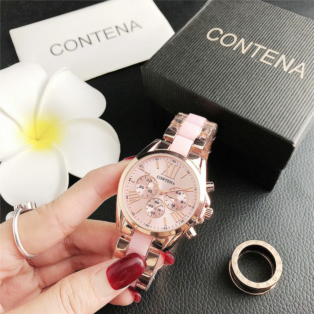 2024 New Luxury Brand Fashion Women's Quartz Watch Rose Gold Simple Leisure Waterproof Luminous Date Stainless Steel Watch