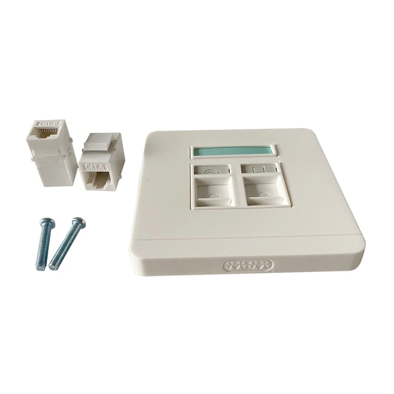 86x86mm 여성-여성 CAT6 기가비트 듀얼 패스 네트워크 벽 플러그 RJ45 Cat6 LAN 페이스 플레이트 인터넷 스트레이트 플러그 콘센트