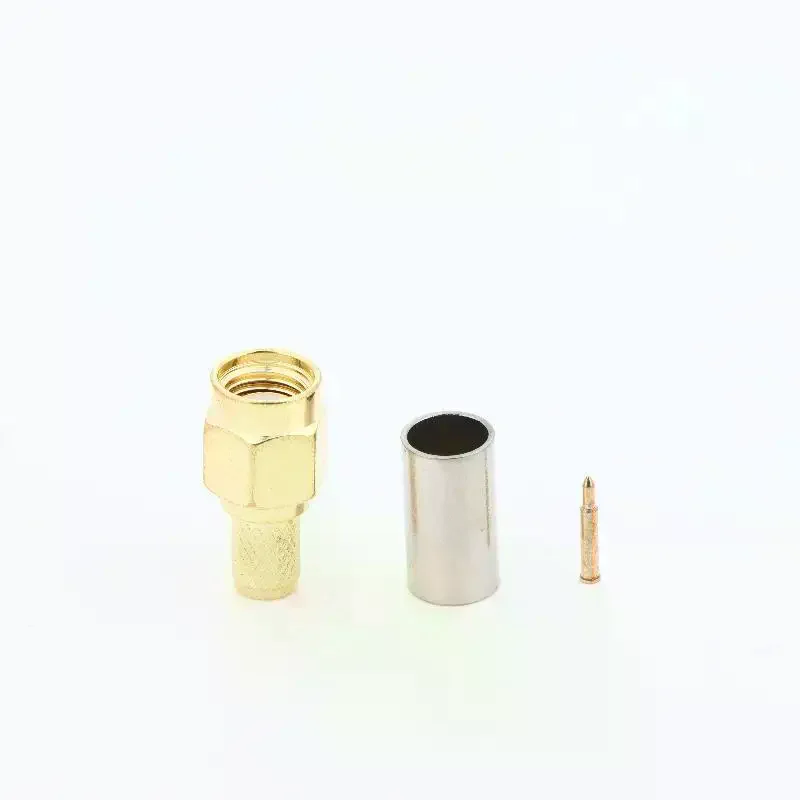 SMA Male Plug Crimp RF Adapter 1 Set Straight Low Loss Coaxial Connector for RG58 RG142 LMR195 Satellite Signal System