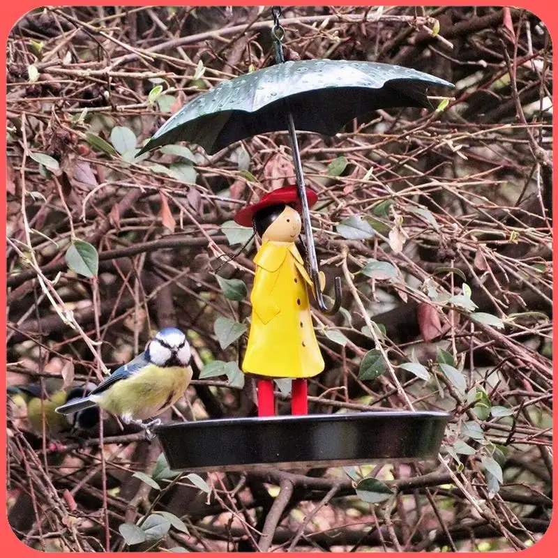 

Girls Bird Feeder With Umbrella Metal Hanging Chain And Hook Feeder For Wild Garden Birds Antique 1 Piece