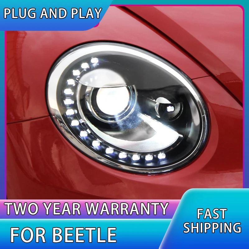 

Car Styling for Volkswagen Beetle Headlights 1998-2012 Beetle LED DRL Headlight Angel Eye LED Lens Head Lamp Car Accessories