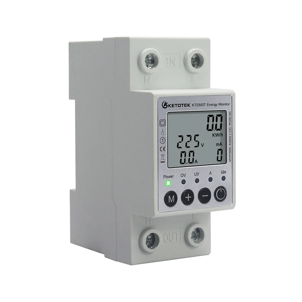 Ketotek Din Rail LCD Digital Single Phase Energy Meter kWh Power Consumption Meter Wattmeter Electronic AC 220V 63A