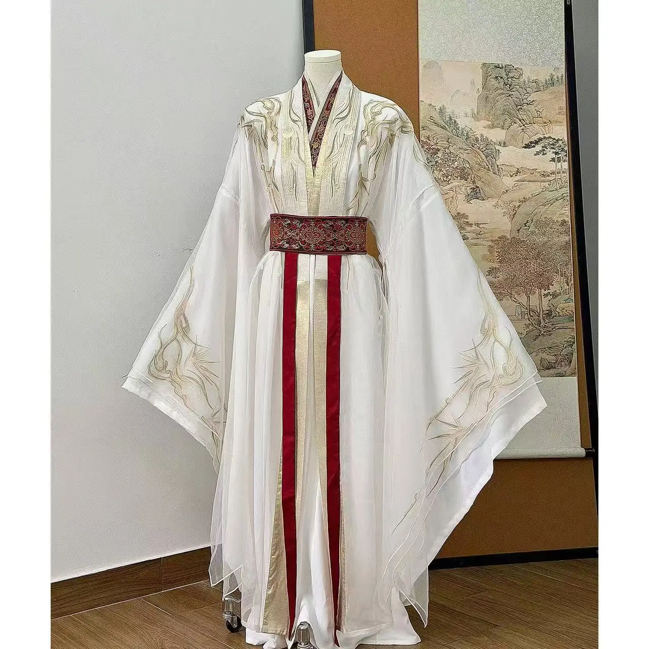 Heavy Industry Embroidered White Hanfu Men Women Traditional Chinese Large Sleeve Shirt Halloween Wuxia Cosplay Costume Hanfu