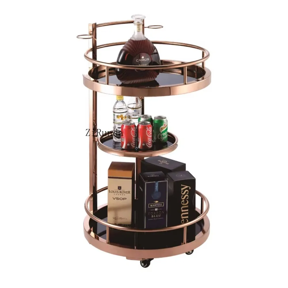 Розовое золото, многофункциональная ресторанная стойка для хранения чая и вина, тележка