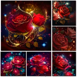 5d New Arrival Diy Diamond Painting Red Rose Flower Full Diamond Embroidery Sale cross stitch Pictures Rhinestones Wall Art A98