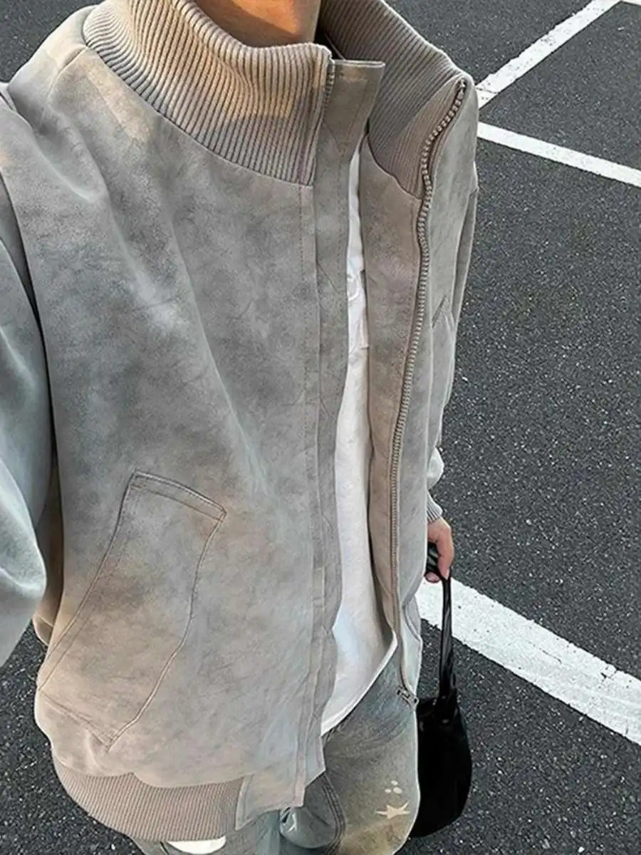 Матовый окрашенный кожаный джет, мужской осенний американский бомбер, мотоциклетный летный джет с воротником-стойкой, бейсбольный orm, свободная посадка