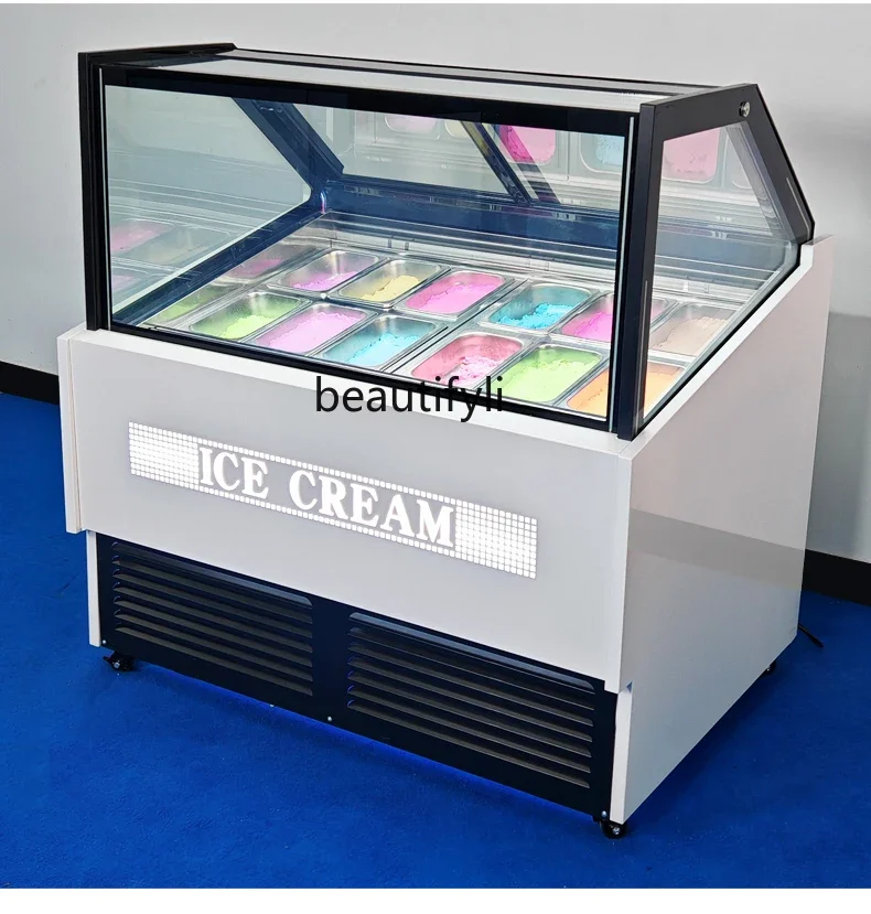 Asmt42 Vetrina per gelato commerciale con taglio spesso, vetrina congelata per yogurt fritto, raffreddata ad aria, senza gelo