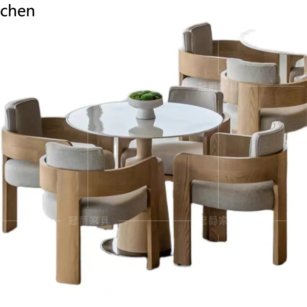 Zml Sales Office Negotiates Tables And Chairs Hotel Homestay Solid Wood Reception Chair Club Model Room Dining Chair