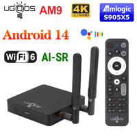 UGOOS AM9 Amlogic S905X5 TV BOX Android 14  AM9 LPDDR4 4G64G Supoprt AI-SR 4K HDR WiFi6 BT5.2 1000M with BT Voice Remote