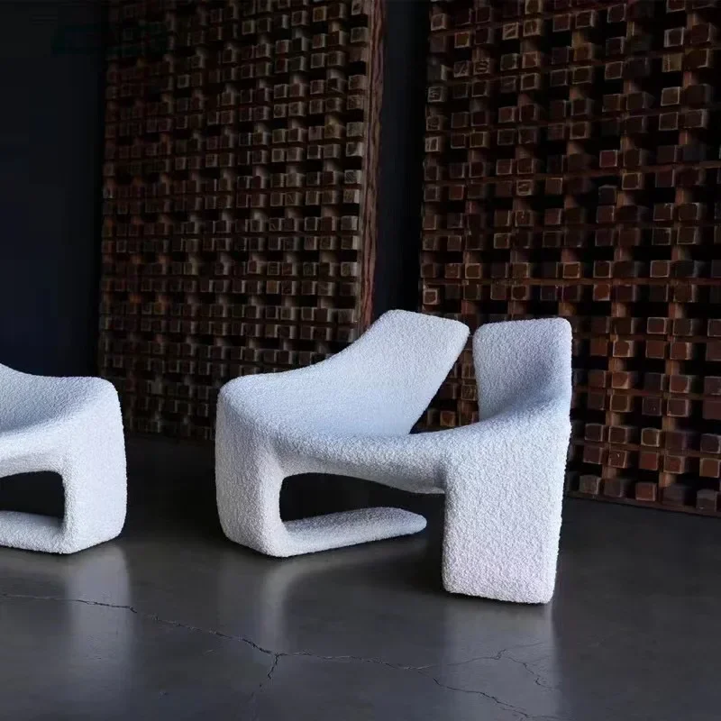 FRP hollow special-shaped fabric single chair creative art living room model room lazy chair